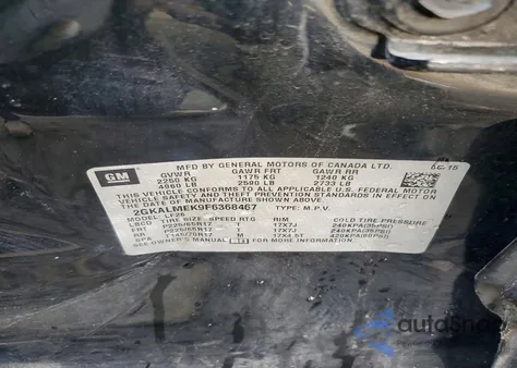 2015 GMC Terrain Sle из США, поврежденный, VIN 2GKALMEK9F6368467